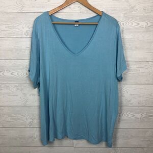 Old Navy Women's 2X Luxe Short Sleeve V Neck Tee Shirt Light Blue Casual Shirt